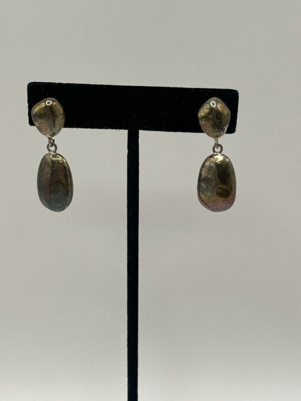 Sterling Silver 925 Earrings Pierced Abstract Drop Dangle Thailand MCM Retro Fun